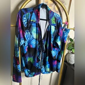 Fashion Nova Multicolor Butterfly Skirt Set